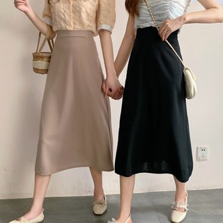 Chân váy dài voan 2021, chân váy dài qua gối xòe lưng cao đẹp màu đen, be thời trang công sở, du lịch