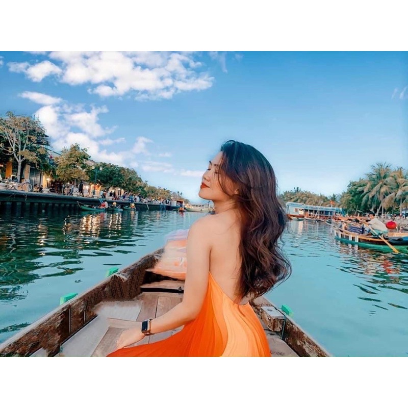 [FREESHIP] Đầm Maxi Loang Màu Dập Ly Cổ Yếm | BigBuy360 - bigbuy360.vn