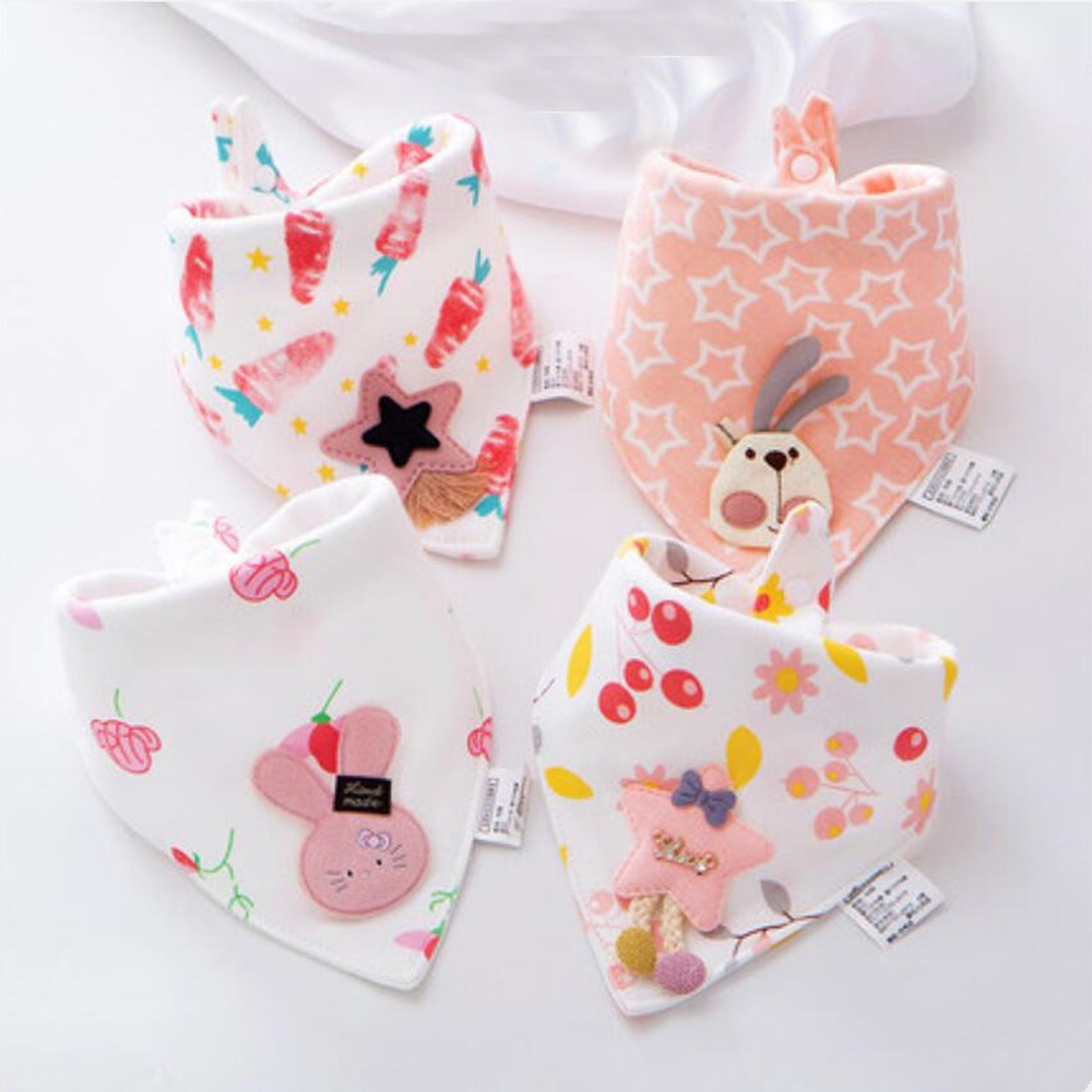 Set 4 Yếm Ăn Cotton Xinh Xắn Dành Cho Bé