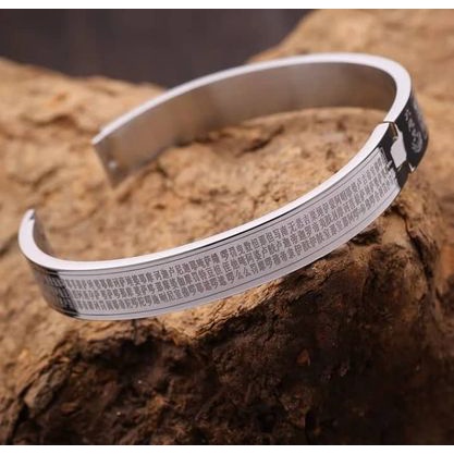 Vòng tay khắc kinh - Vòng đeo tay Titan màu vàng/ trắng có khắc kinh chú PG - đồ trang sức hộ thân