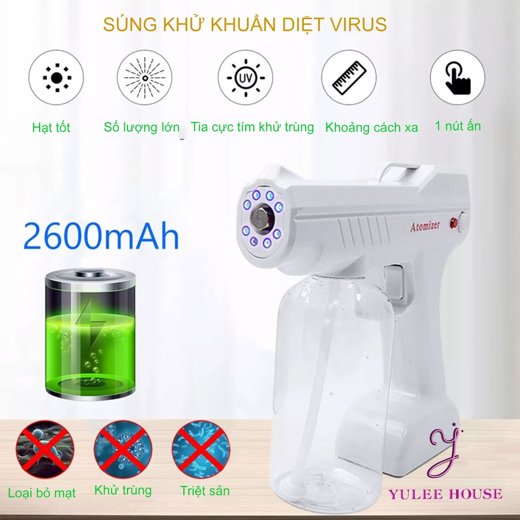 MÁY PHUN KHỬ TRÙNG CÔNG NGHỆ NANO CẦM TAY KHÔNG DÂY 800ML - MÁY KHỬ KHUẨN DIỆT VIRUS - SẠC USB