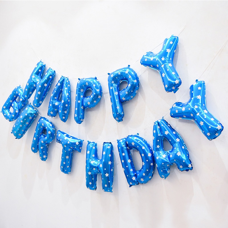 Set 13 Bong Bóng Lá Nhôm Hình Chữ Happy Birthday Trang Trí Tiệc
