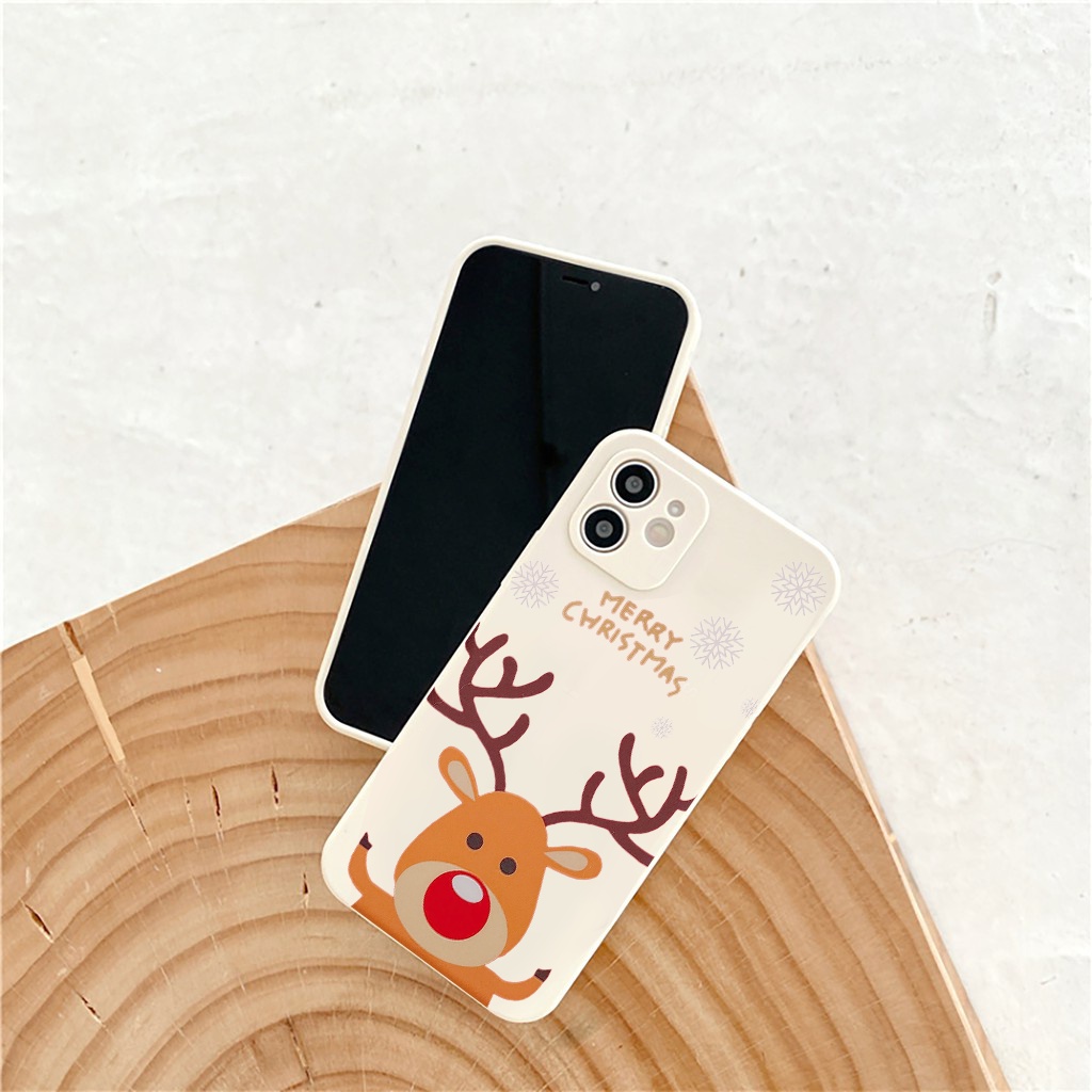 Ốp lưng iphone Noel tuần lộc viền vuông chống sốc ip 13promax 6 7 8 plus x xsmax 11 12promax e141