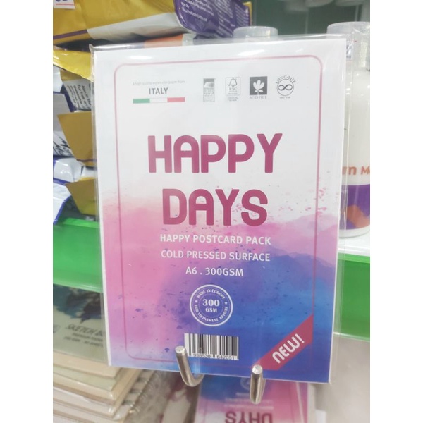 SET 10 TỜ GIẤY VẼ MÀU NƯỚC VÂN COLD 300GSM - GIẤY VẼ POSTCARD A6 HAPPY DAYS - HAPPY POSTCARD PACK COLD PRESSED SURFACE