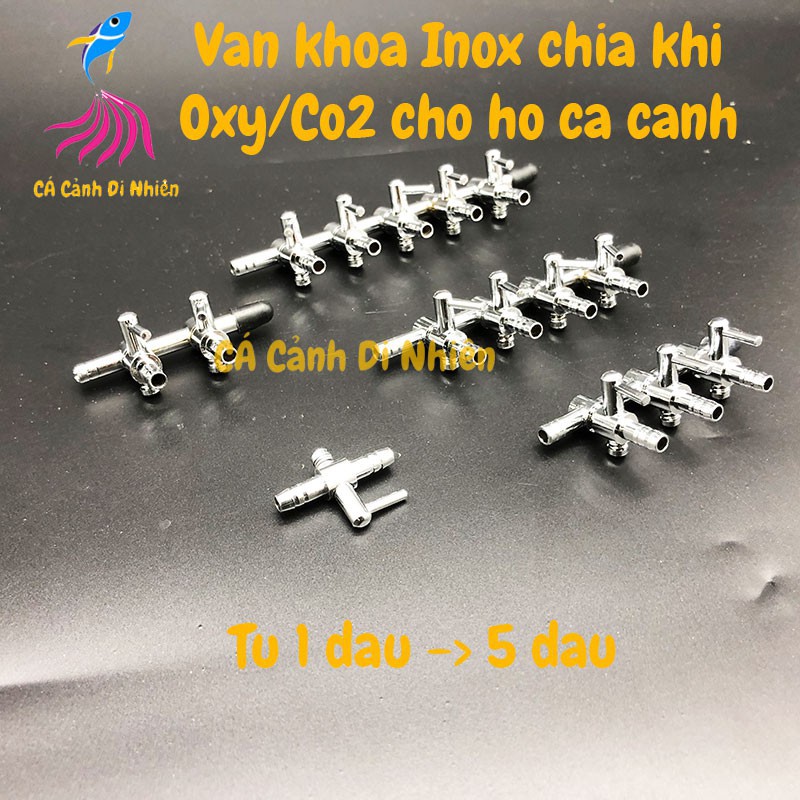 [G01] Van khóa Inox chia khí Oxy/Co2 cho ống dây 4 ~ 6 li hồ cá cảnh S026