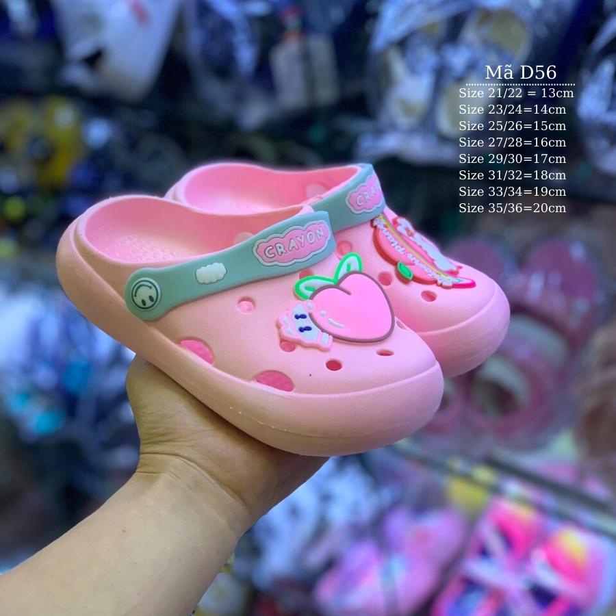Dép sục cho bé Babyhattieu cross bé gái có quai hậu nhựa dẻo êm đi trong nhà đi biển trái đào dễ thương 1 - 8 tuổi D56