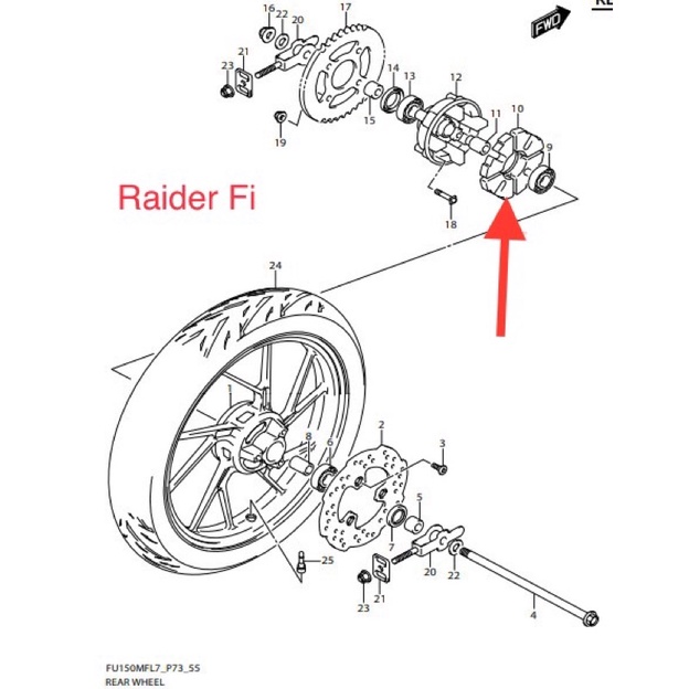 Cao su đùm Suzuki Raider Fi,Satria Fi, Axelo, X-Bike, Viva FI, Shogun, Viva 110, Smash, Revo