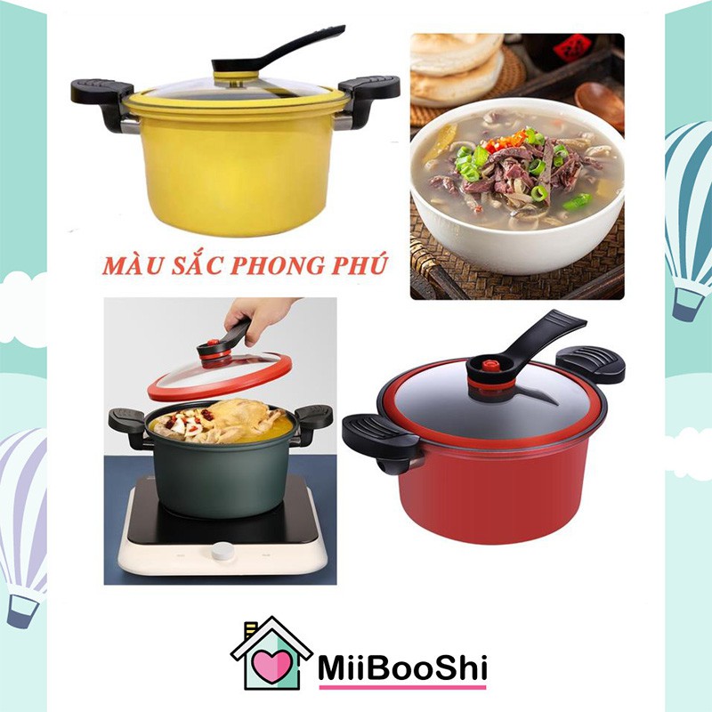 Nồi áp suất đa năng bếp ga bếp từ chống dính cao cấp hầm kho tiết kiếm nhiên liệu thời gian đun nấu MiibooShi TB5555