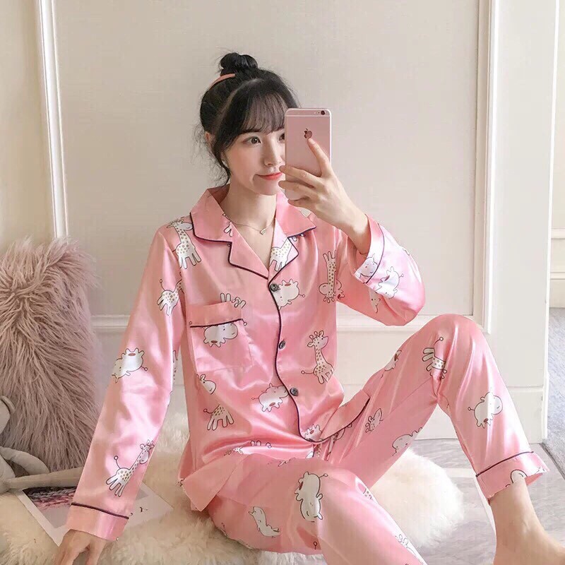 (CHUYÊN SỈ)Bộ ngủ phi lụa phối PIJAMA