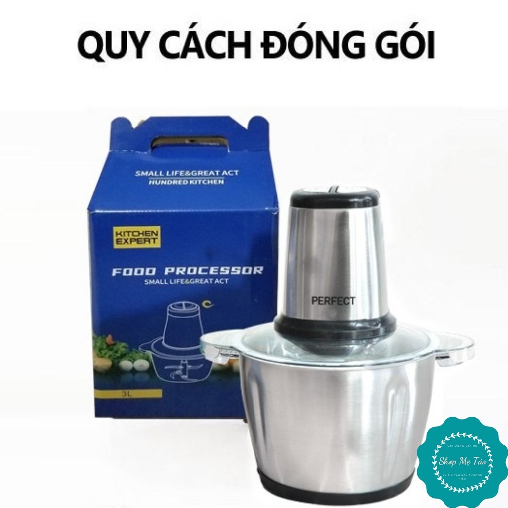 Máy xay thịt INOX 304 dung tích 3 Lít , Cối xay thịt, rau, củ, quả 4 lưỡi dao công suất 350W.