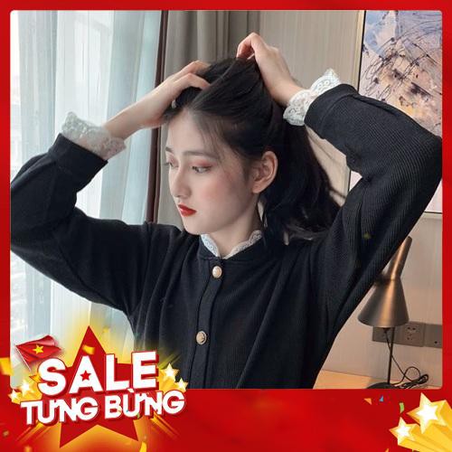 Áo khoát len cổ và tay phối ren tiểu thư ( có sẵn) -Hàng nhập khẩu