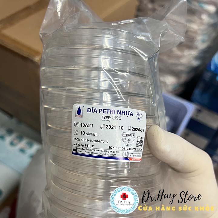 Đĩa Petri nhựa tiệt trùng 90mm túi 10 cái