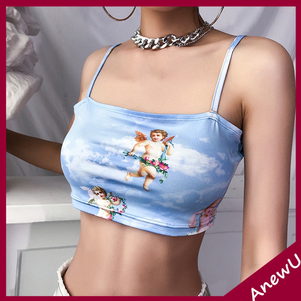 Áo tank top sát nách dây mảnh hoạ tiết in thiết kế quyến rũ