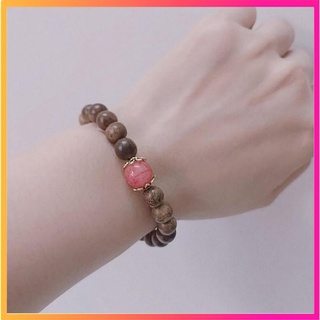 Vòng tay trầm hương 8ly mix đá mã não hồng 100% tự nhiên vòng trầm hương