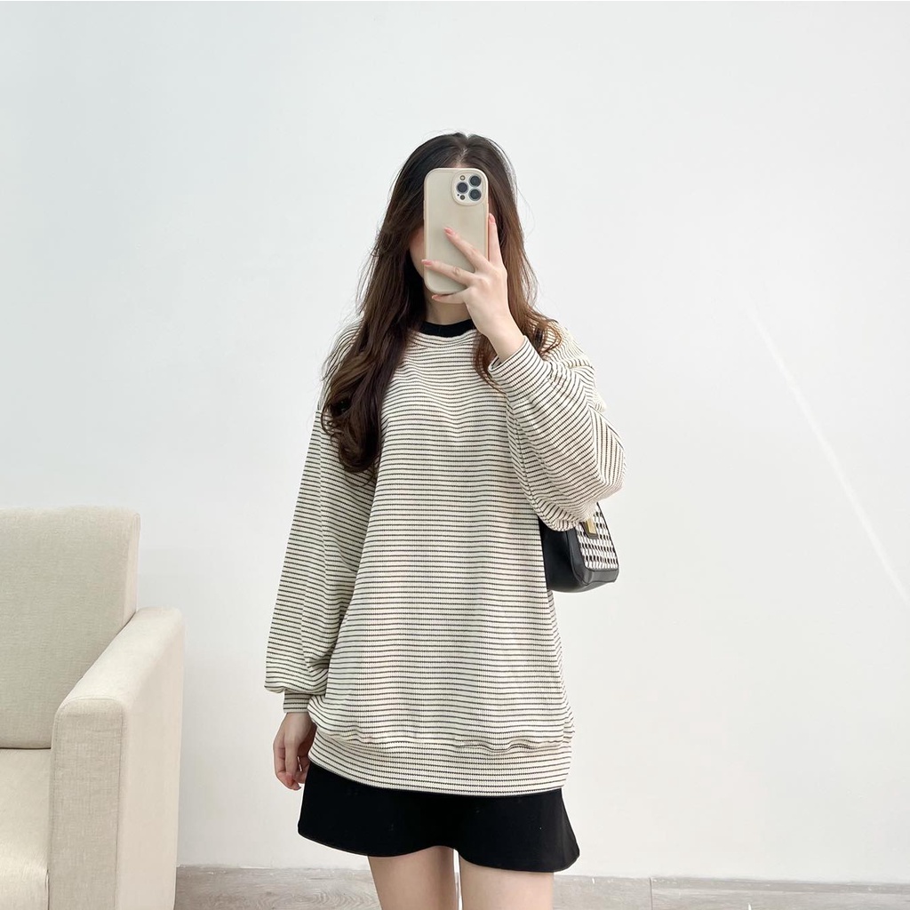 XẢ HÀNG  Áo sweater kẻ len ba màu thời trang nữ Miho house