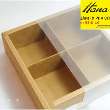 Hộp đựng 4 bánh trung thu 50-63g kèm túi, hộp đựng bánh cookie