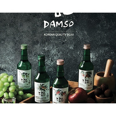 Soju Nhập khẩu Hàn Quốc DAMSO Chai 360ml đủ 7 vị