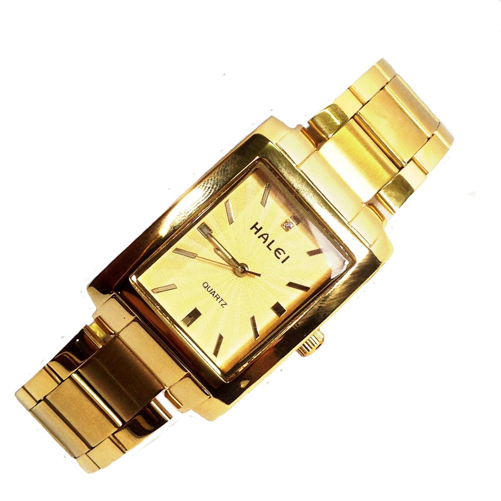 Đồng hồ nữ, đồng hồ kim đeo tay nữ Halei mặt chữ nhật phong cách (có size nam)