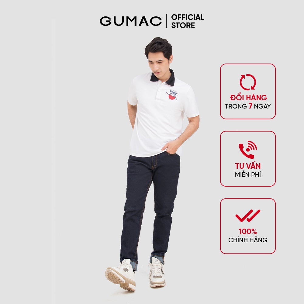 [Mã WABRGUM giảm 10% tối đa 30K đơn 99K] Áo thun polo nam in hạc GUMAC ATNB589