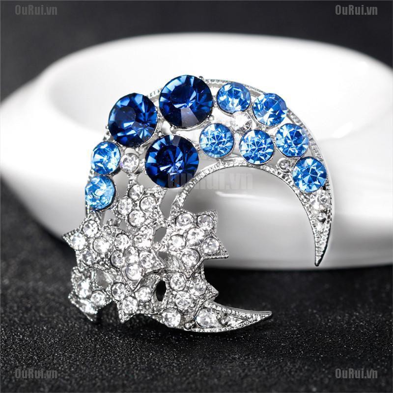 Ghim Cài Áo Hình Mặt Trăng Đính Đá Lấp Lánh