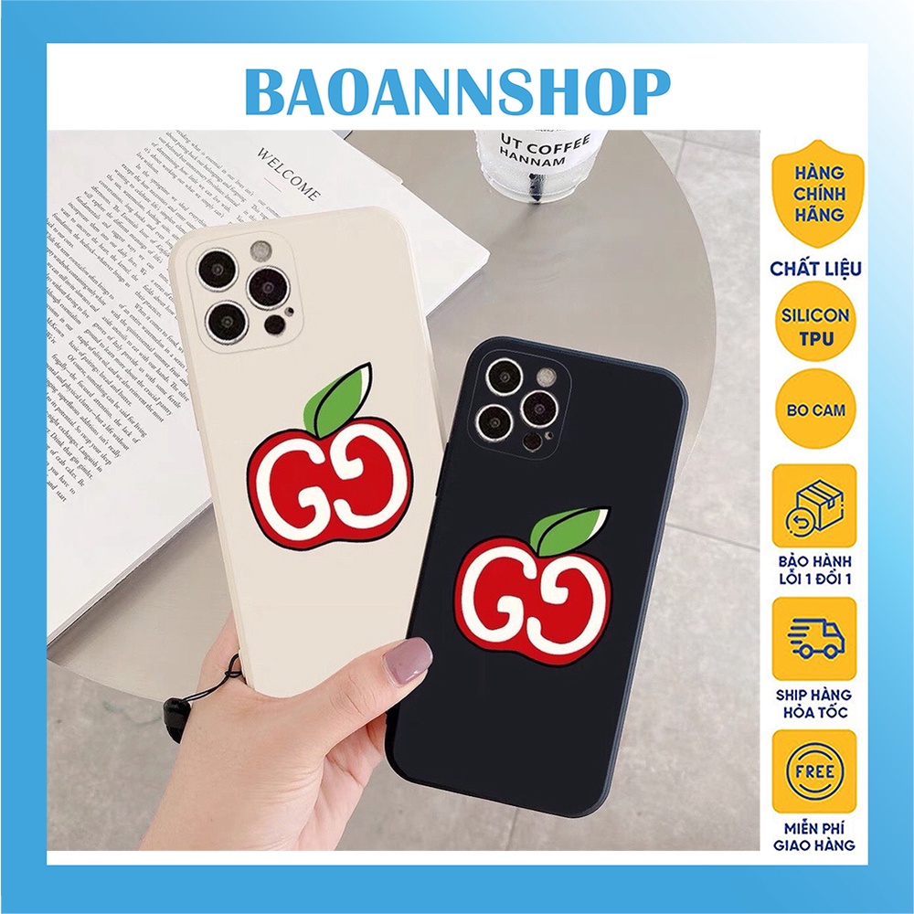 Ốp lưng iphone hình Appl.e G.ucci dẻo cạnh vuông bảo vệ camera 7plus/8plus/x/xs/xsmax/11/12/13/14/pro/promax
