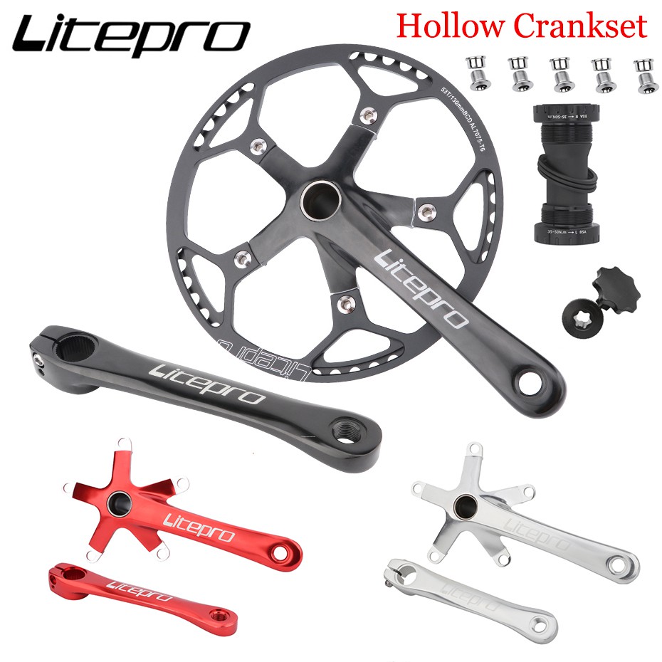 LP Litepro Tay Quay Xe Đạp Gấp Bộ Tay Quay Rỗng Bằng Hợp Kim Nhôm 45/47/53/56/58T 130BCD Tay Quay BMX