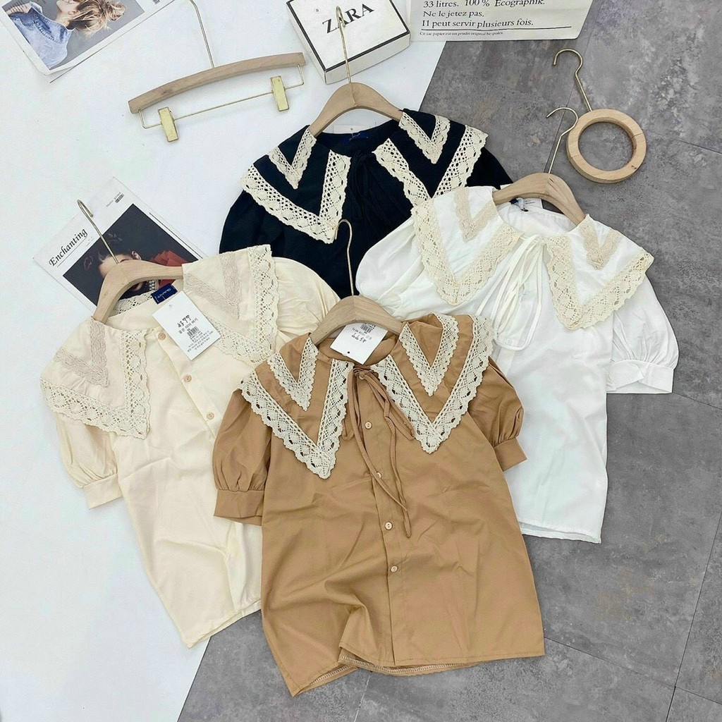 [Mã WASKT410K giảm 10K đơn 50K] SƠ MI CỔ PHA VIỀN REN 4 MÀU ( ảnh thật )