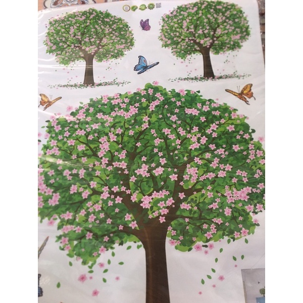 DECAL DÁN TƯỜNG 3 CÂY HOA XANH