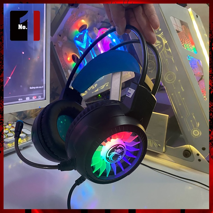 Tai Nghe Máy Tính Chụp Tai Có Mic IMICE HD-490 Led Rgb Tai Nghe Headphone Vi Tính Laptop Pc Có Dây