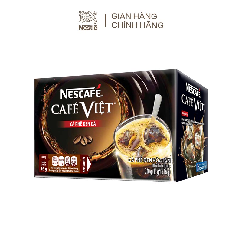 Cà phê hòa tan NESCAFÉ Café Việt Đen Đá (Hộp 15 gói x 16g)