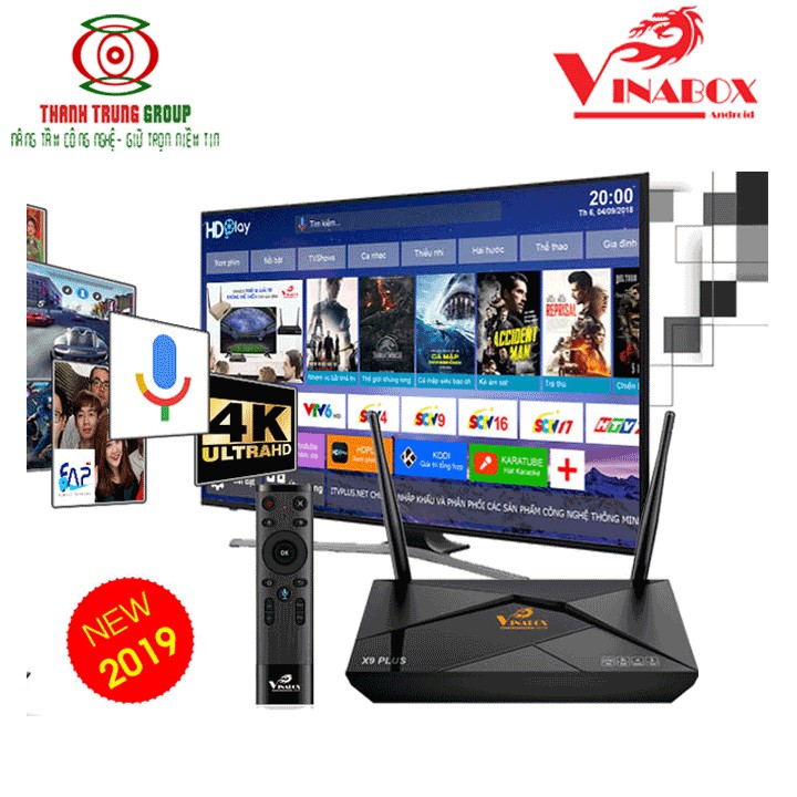 Đầu thu Android tivi box VINABOX X9 Plus Ram 2G