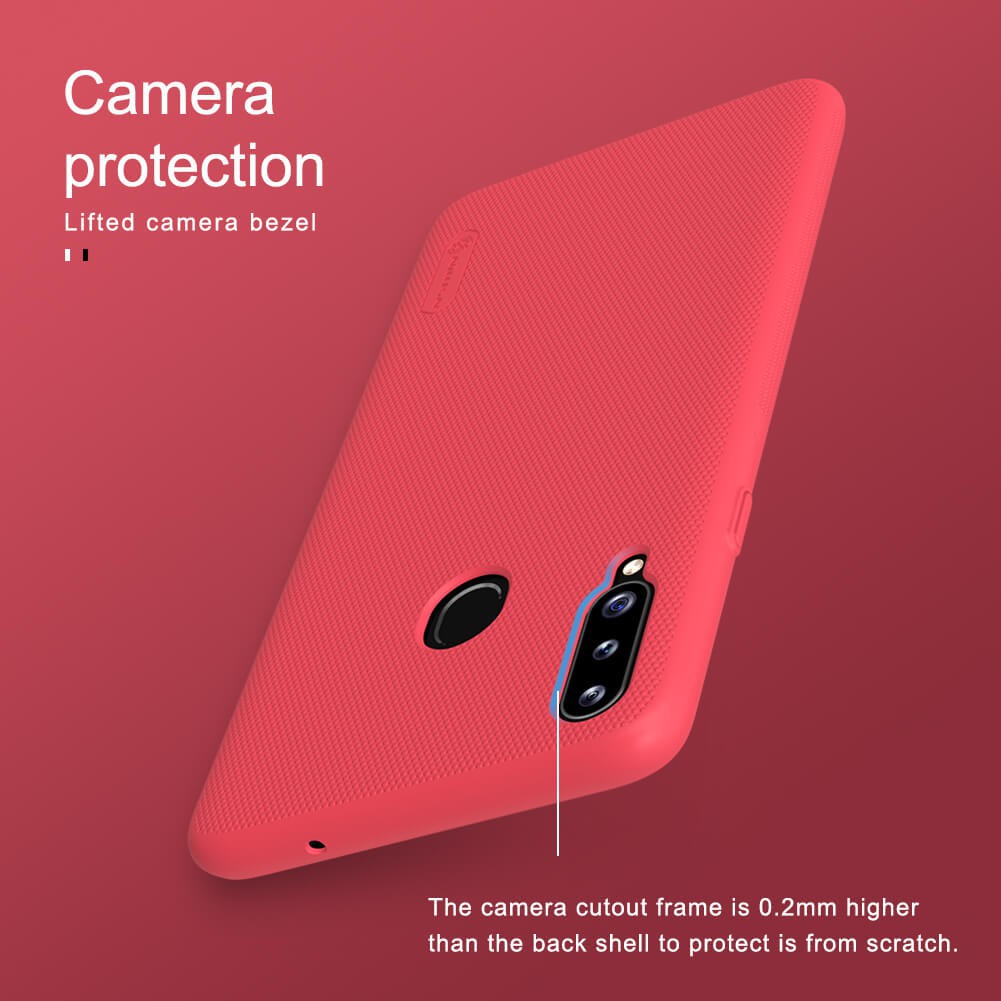 Ốp lưng nhám chống sốc cho Samsung Galaxy A20s chính hãng Nillkin (tặng giá đỡ hoặc miếng dán từ tính)