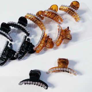 Kẹp tóc mái đính đá (đen/nâu)