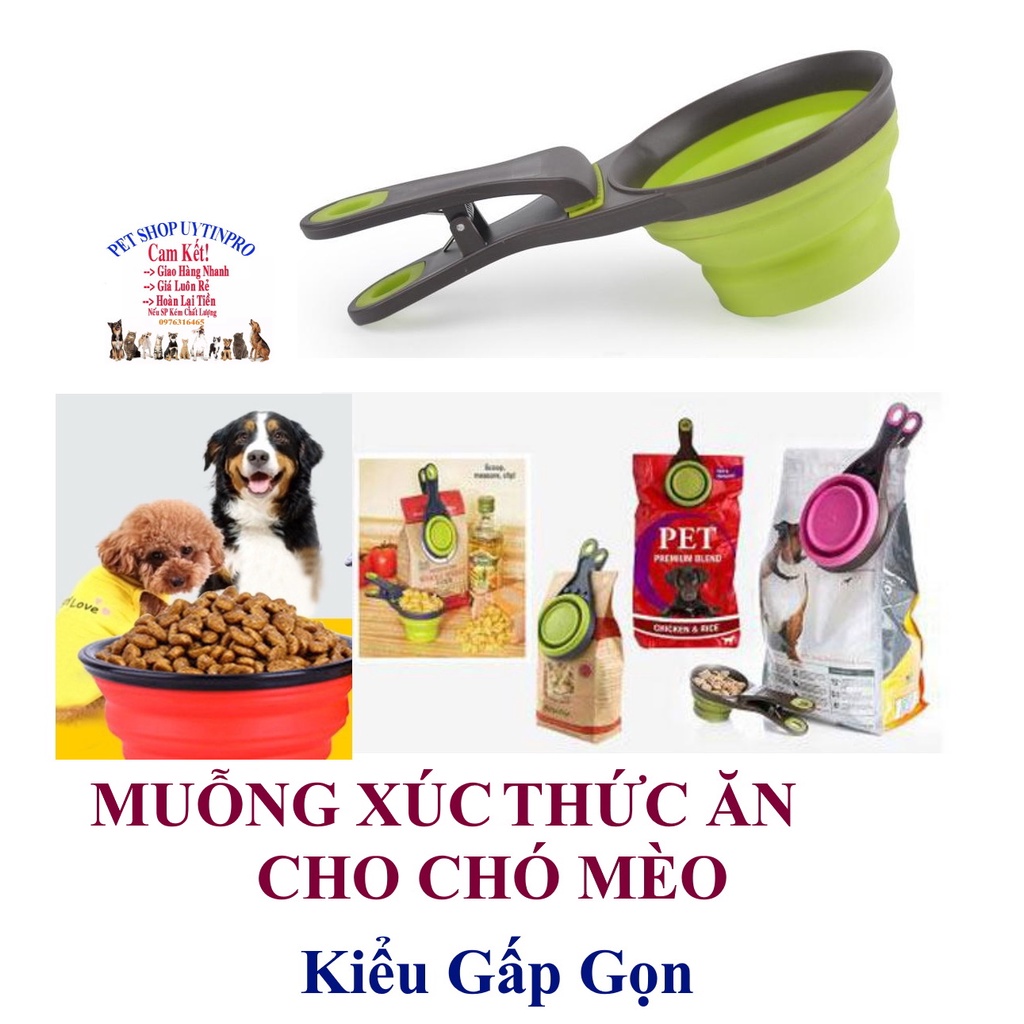 Muỗng xúc thức ăn cho Chó Mèo Dougez kiểu gấp gọn Có tay cầm dài 10cm Chất liệu nhựa silicon an toàn, Tiện lợi, Gọn gàng