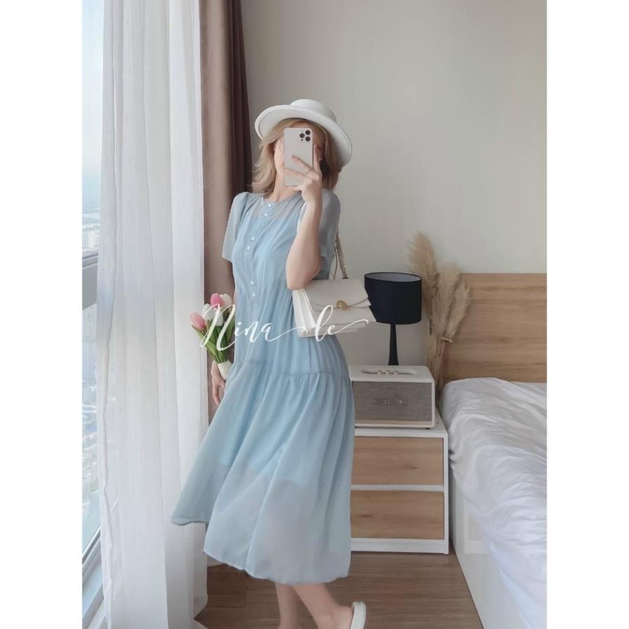 TCO set đầm cặp áo con 2 dây kèm khoác ngoài tay ngắn form rộng tơ ánh kiem tiểu thư nina lê