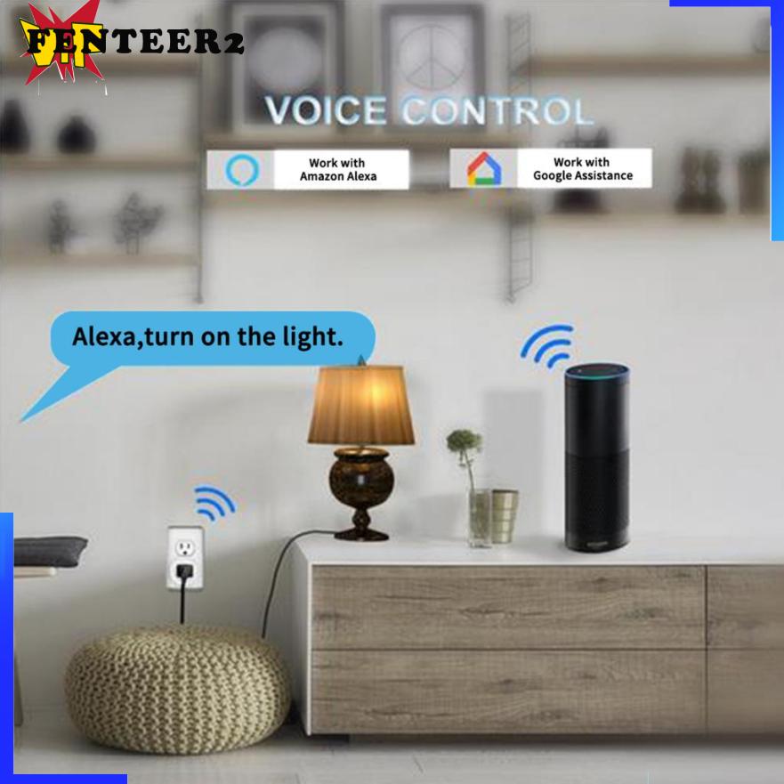 [Fenteer2  3c ]Home Smart Plug Mini Power Socket Wifi Outlet Switch Compatible with Alexa