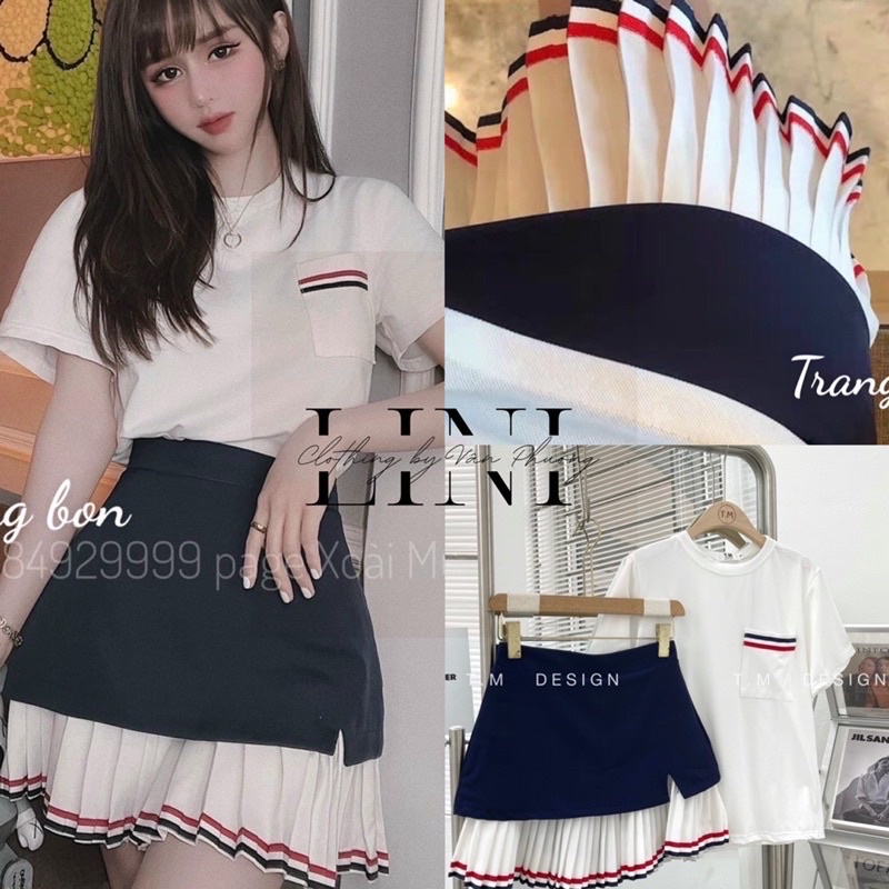 SET THOM BROWNE HOT HIT ( loại 1 ) áo phông + chân váy