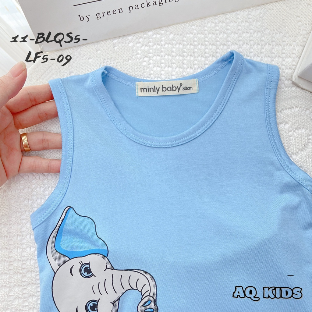[Size đại] Bộ minkymom, Minlybaby ba lỗ size đại cho bé trai, bé gái vải thun lạnh sọc thoáng mát Uni baby - BLQS5