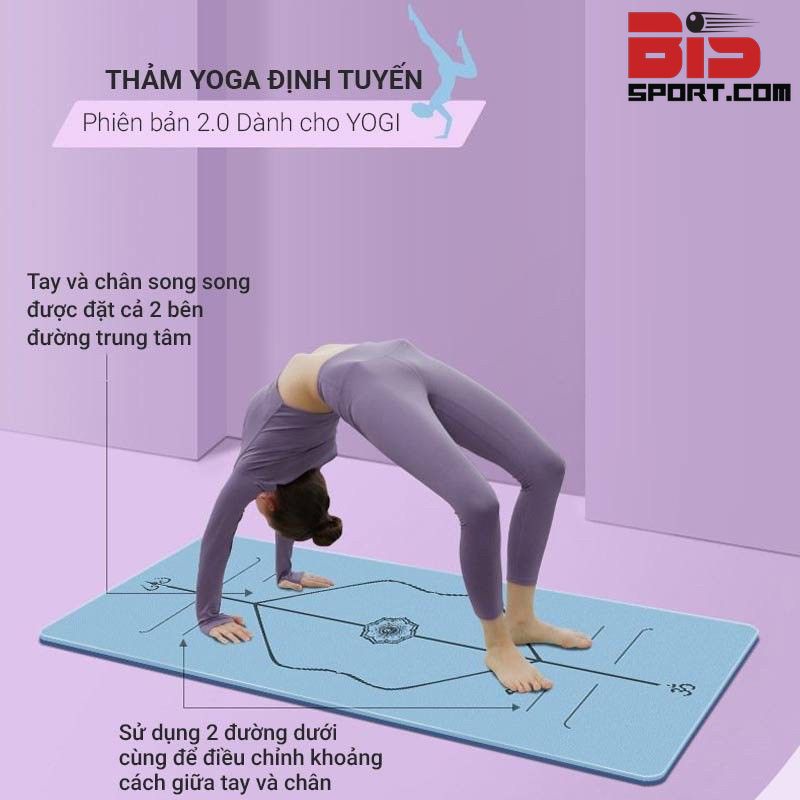 Thảm Tập Luyện Yoga Định Tuyến Cực Chuẩn PIDO ( PAIDU ) Chính Hãng - Thảm TPE 8mm - Xanh Lá Cam