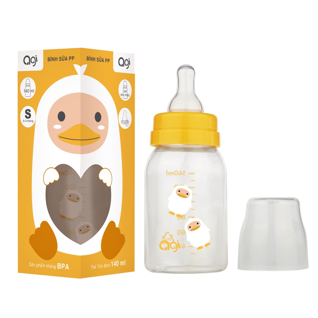 Bình sữa cổ hẹp Agi 60ml/140ml/250ml công nghệ Hàn Quốc kháng khuẩn an toàn cho bé