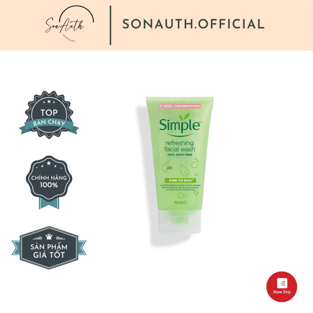 Sữa Rửa Mặt Dạng Gel Simple Kind To Skin Refreshing Facial Wash Gel