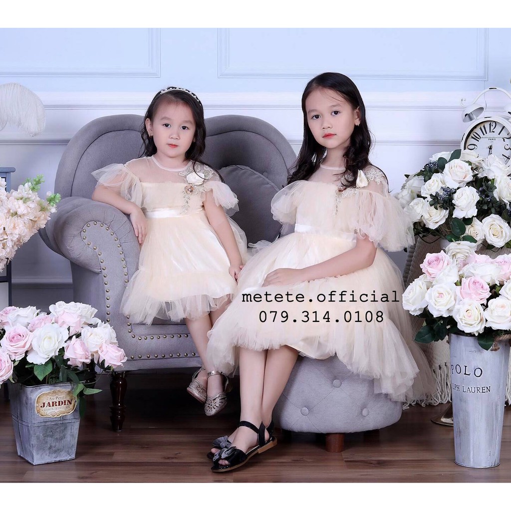 Váy đầm công chúa thiết kế cho bé gái phong cách tiểu thư Lola điệu đà - Mẹ Tê Tê
