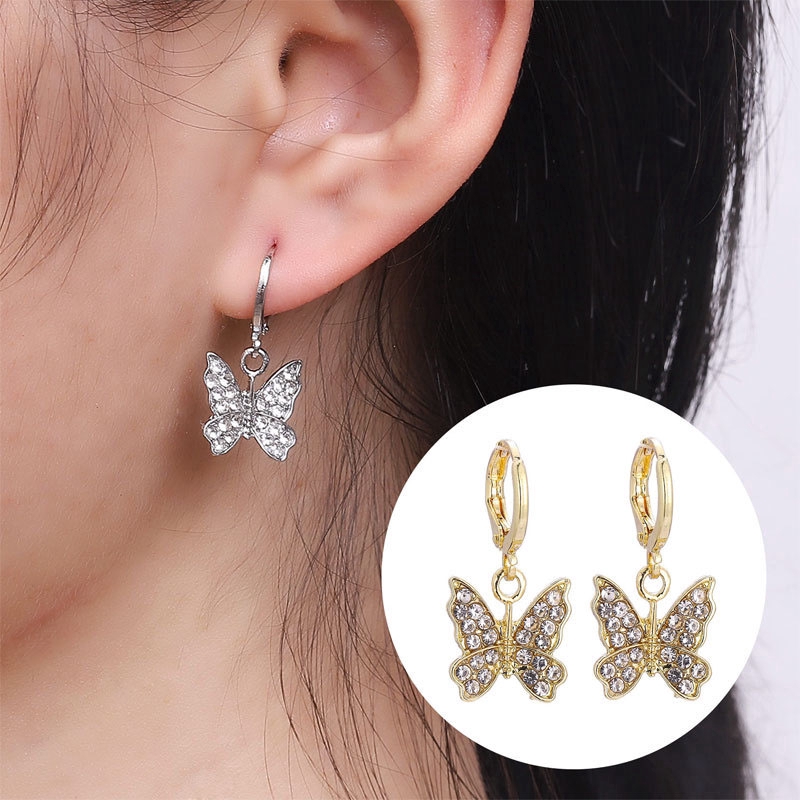 Khuyên Tai Kim Loại Hình Bướm Màu Kẹo Thời Trang Cho Nữ