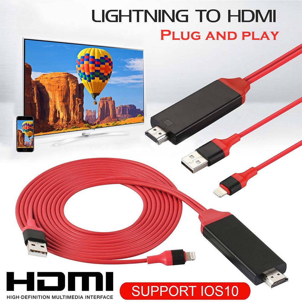 Dây CáP ChuyểN ĐổI 1080P 6ft 8 Pin Lightning Sang HDMI TV AV Cho iPhone 6 6S 7 8 Plus X
