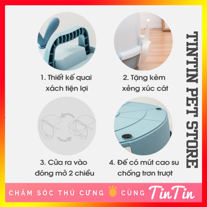 Nhà Vệ Sinh Cho Mèo Rút Đáy Hình Cá Voi - Hàng Đẹp Cao Cấp #Tintin Pet Store