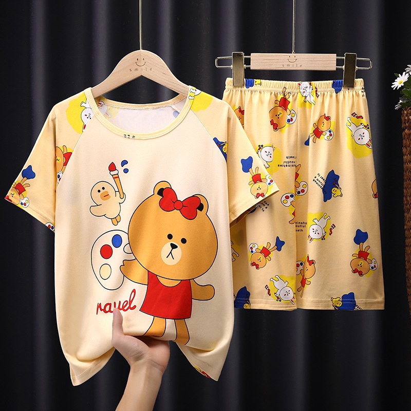 Bộ Đồ Ngủ 2 Món 2021 Họa Tiết Hoạt Hình Dễ Thương Dành Cho Bé Gái