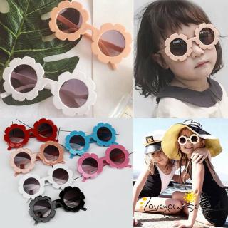 Kính mát gọng nhựa dáng tròn tạo hình bông hoa dễ thương dành cho bé gái 1 tuổi