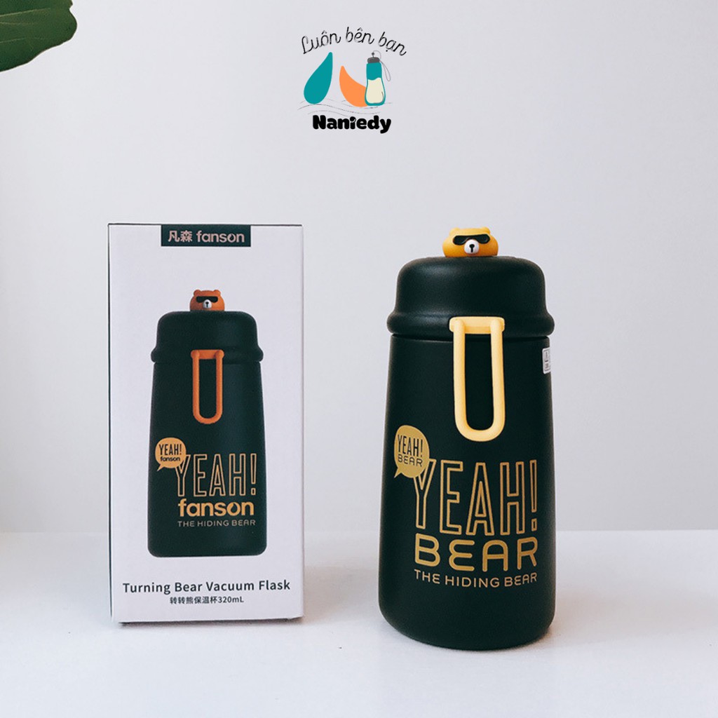 Bình Đựng Nước Giữ Nhiệt Mini Cute Yeah Bear 320ml NANIEDY Chính Hãng Cao Cấp