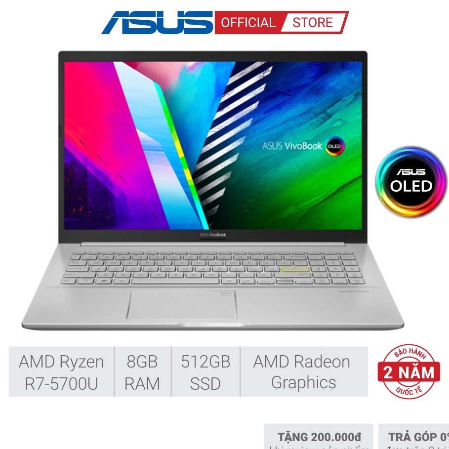 Laptop Asus VivoBook M513UA-L1240T (R7 5700U/8GB RAM/512GB SSD/15.6-inch FHD/Win 10)