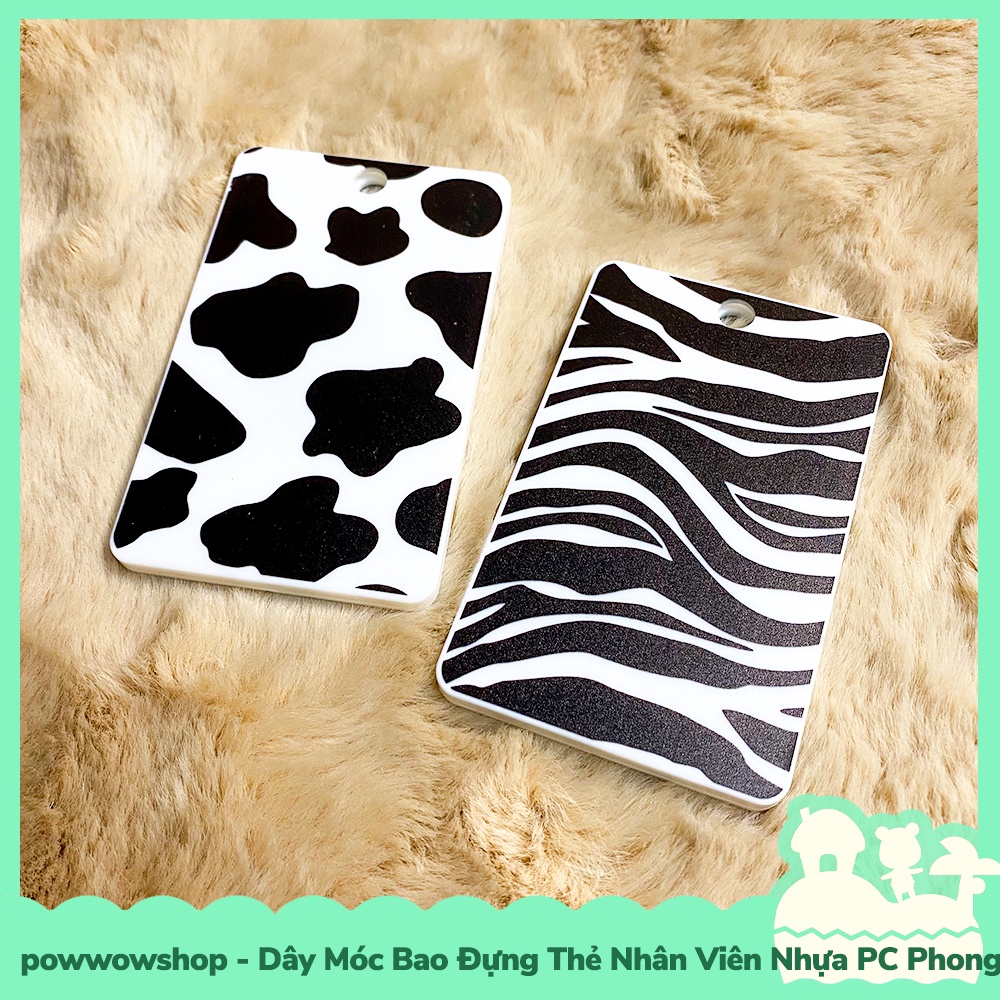 [Sẵn VN - Hỏa Tốc] Dây Móc Bao Đựng Thẻ Nhân Viên Nhựa PC Phong Cách Dairy Cow Bò Sữa &amp; Zebra Ngựa Vằn